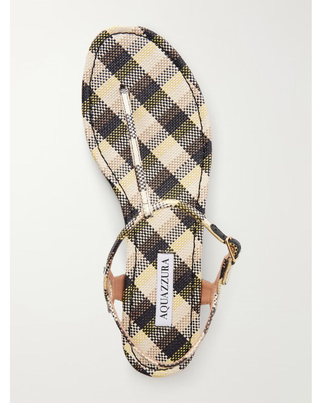 Aquazzura Multicolor Checked Raffia Sandals