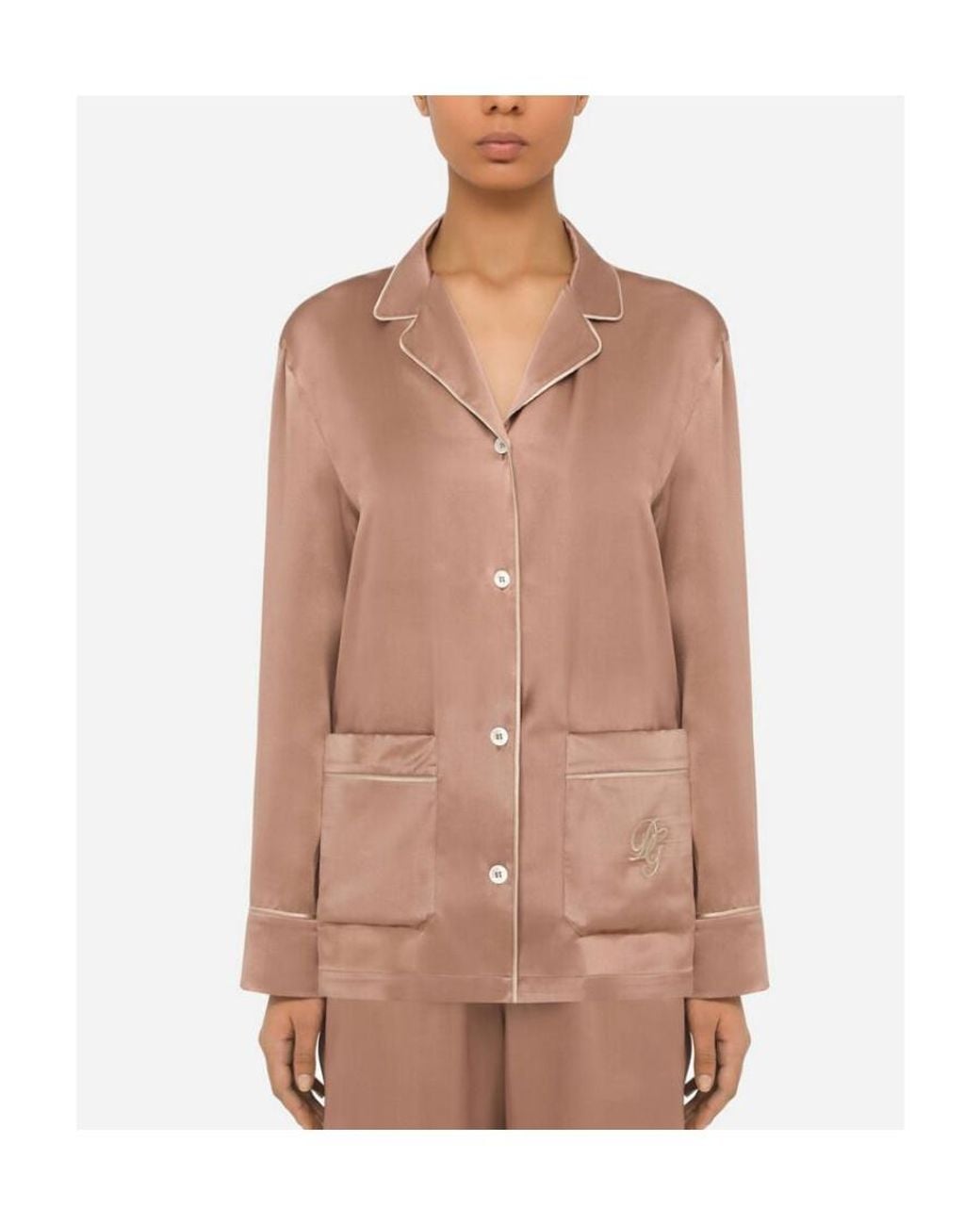 Dolce & Gabbana Brown Buttoned Long-Sleeved Pajama Shirt