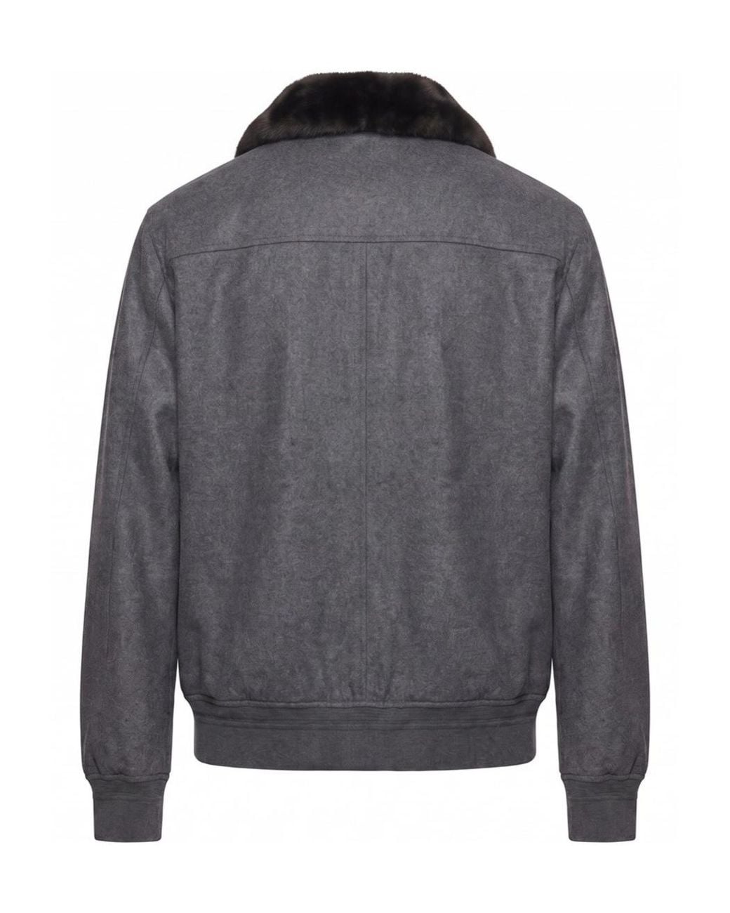 Montecore Gray Fur Collar Zip-Up Jacket for men