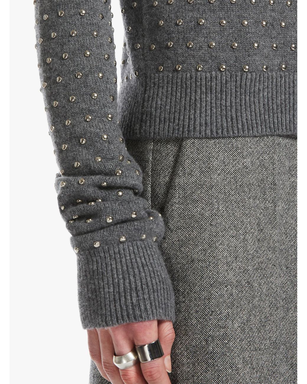 Sportmax Gray Embellished Crewneck Long-Sleeved Jumper