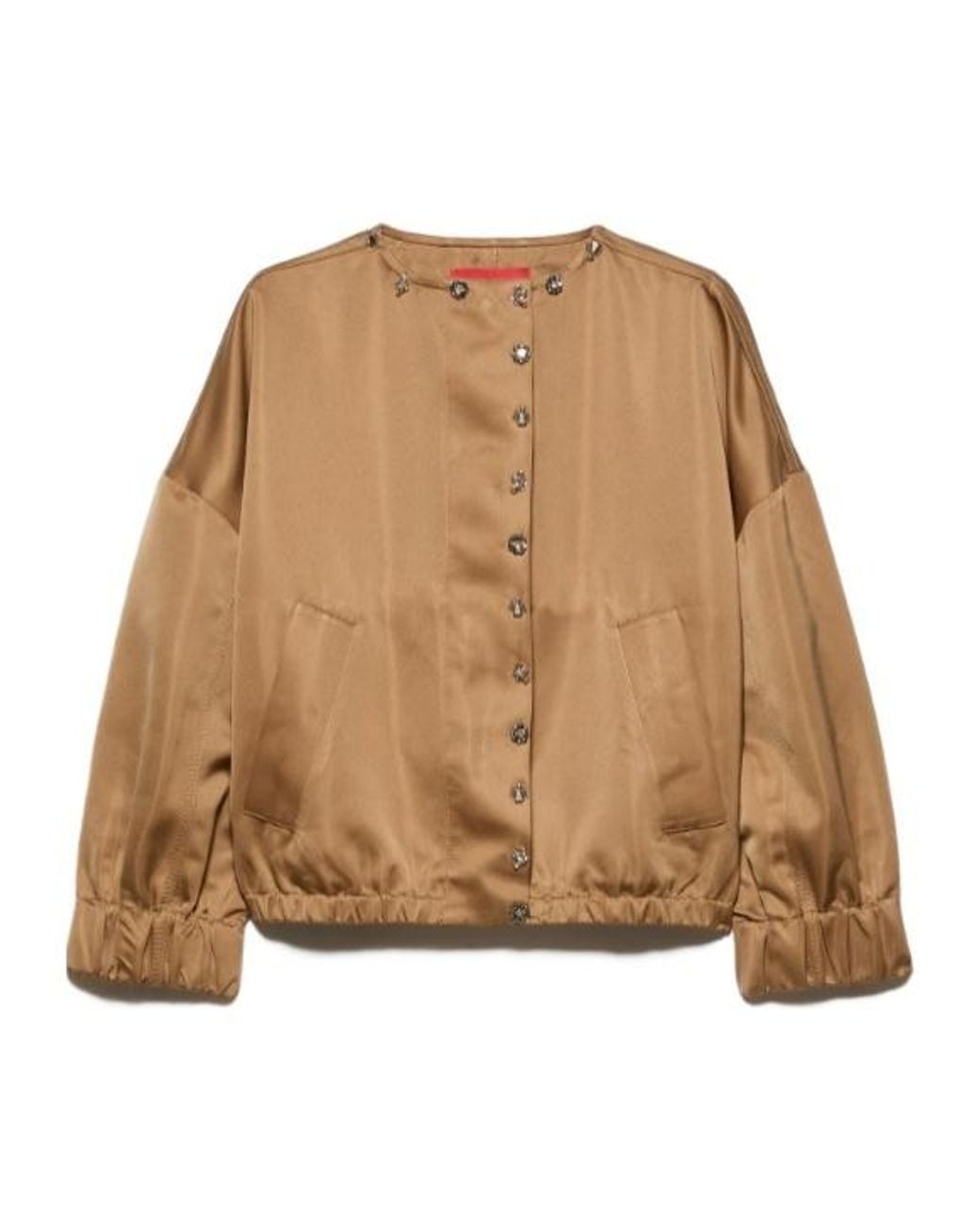 MAX&Co. Natural Bejewelled Satin Bomber Jacket