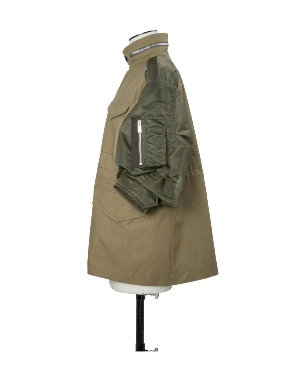 Sacai Green Panelled Drawstring-Waist Jacket