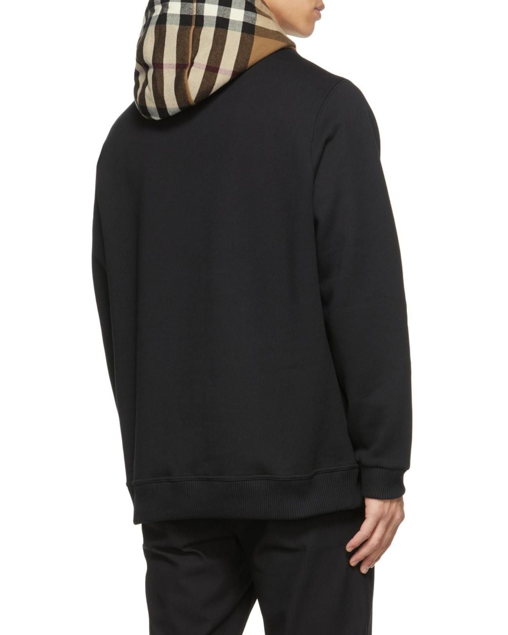 Burberry Black Check-Detail Hoodie for men