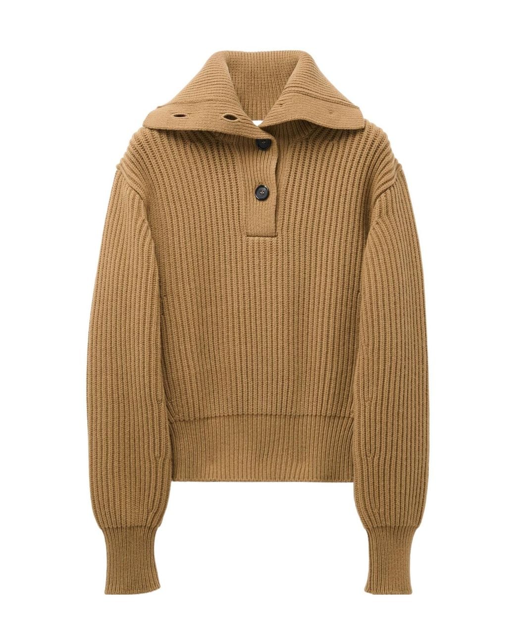 McQueen Natural Funnel Neck Buttoned Neck Jumper