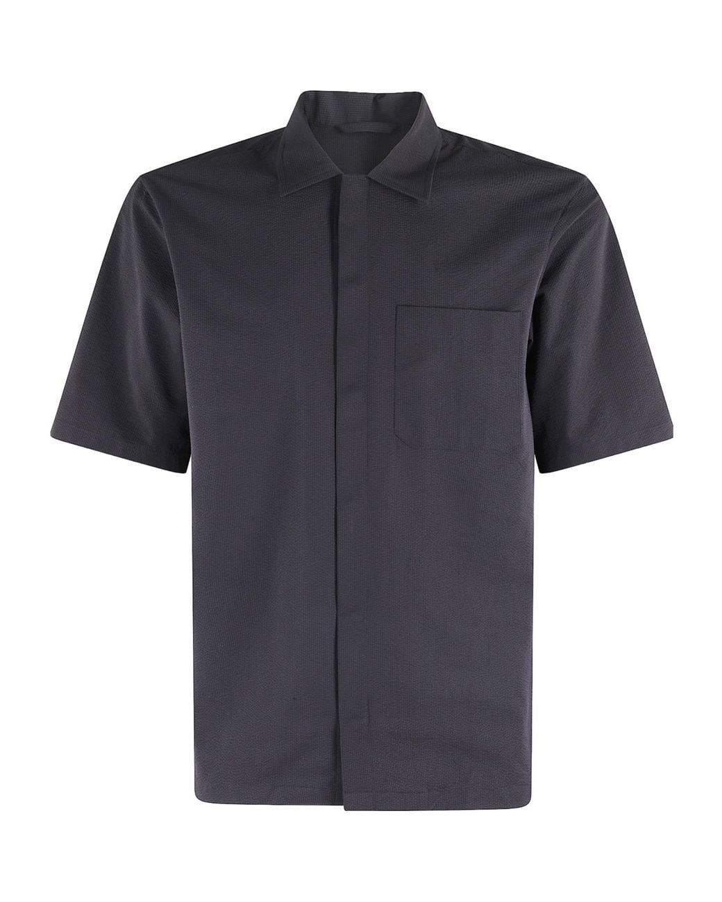 Herno Blue Patch Pocket Short Sleeve Shirt for men