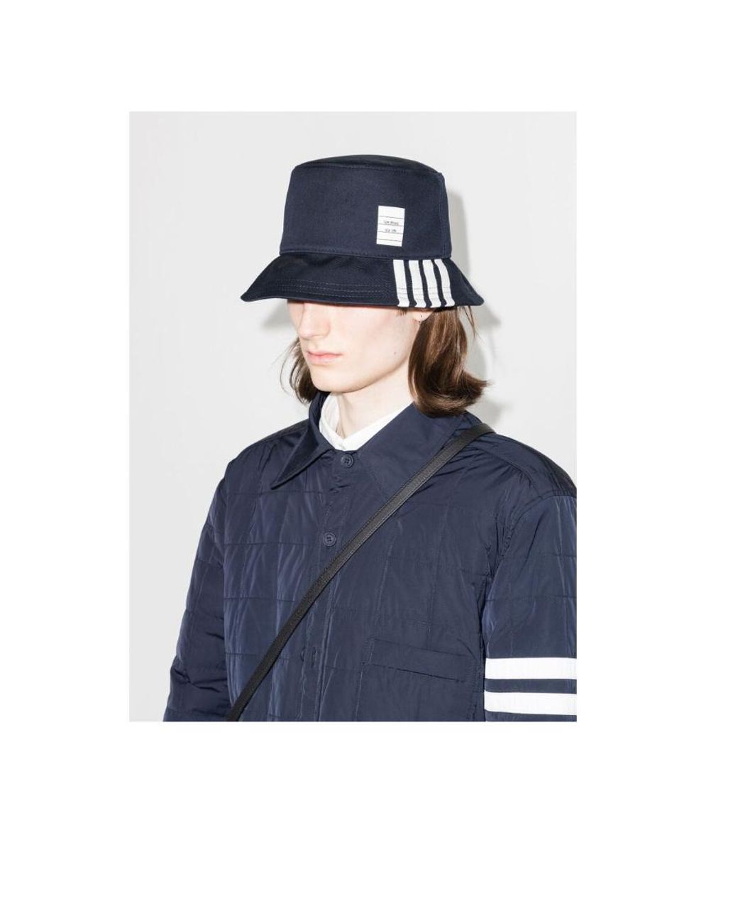 Thom Browne Blue 4-Bar Cotton Bucket Hat for men