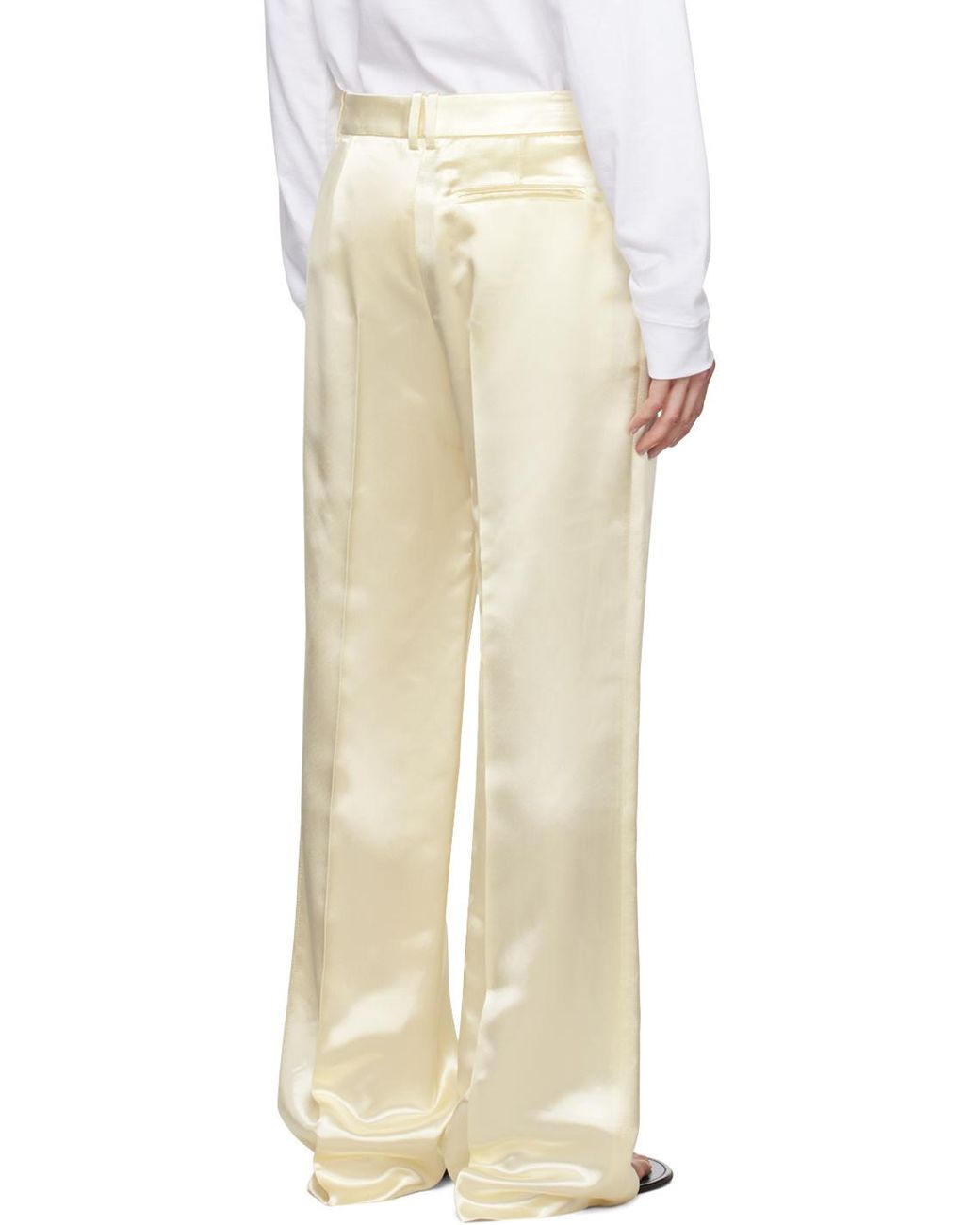 The Row Natural Encore Straight-Leg Satin Pants