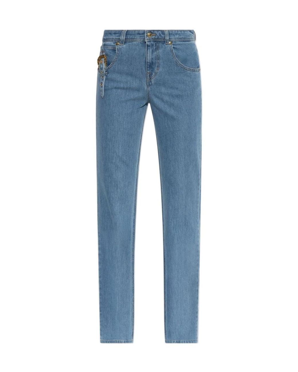 Versace Jeans Blue Couture Slim-Fit Buckle Detail Jeans