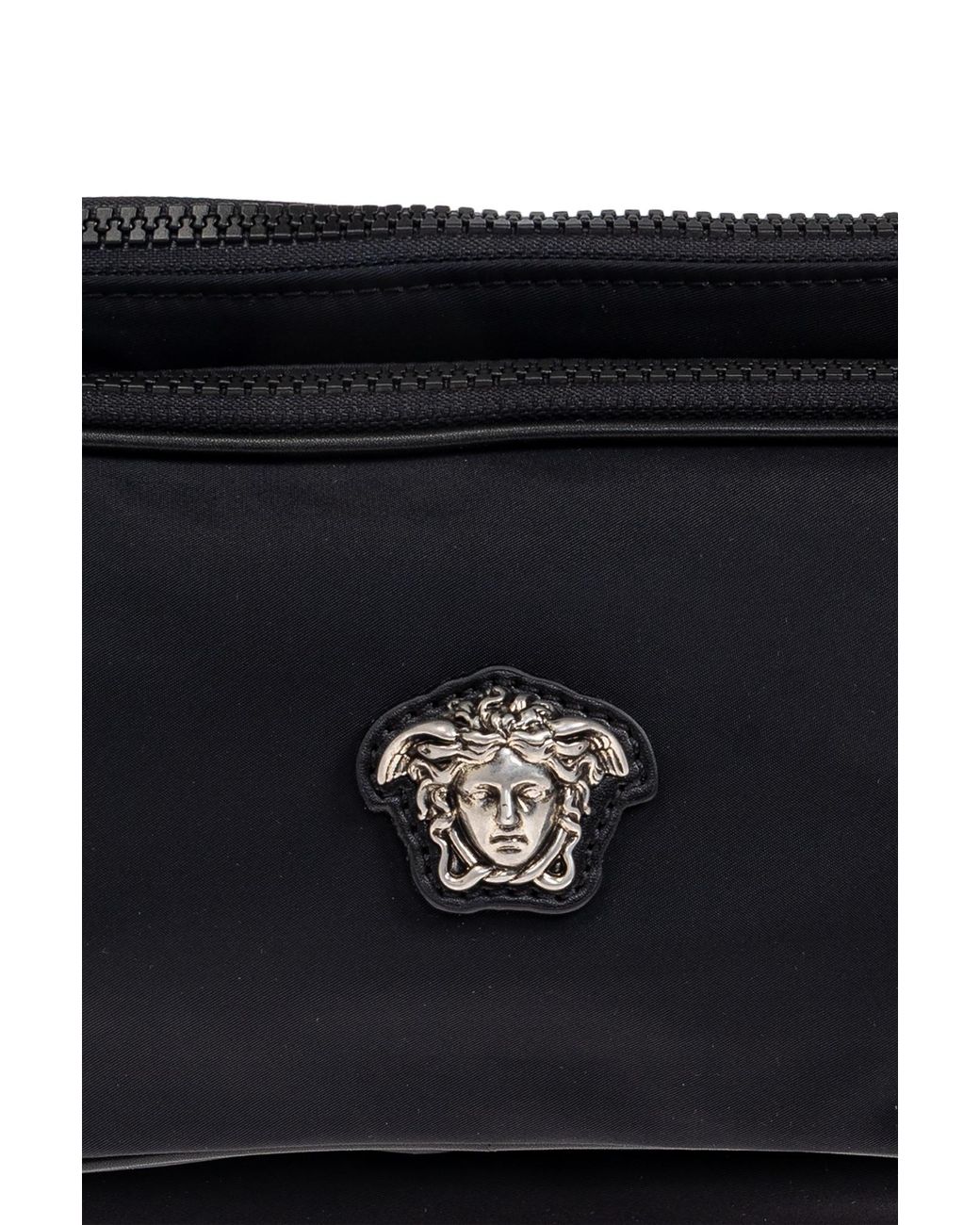 Versace Black Medusa-Head Plaque Zipped Waist Bag for men