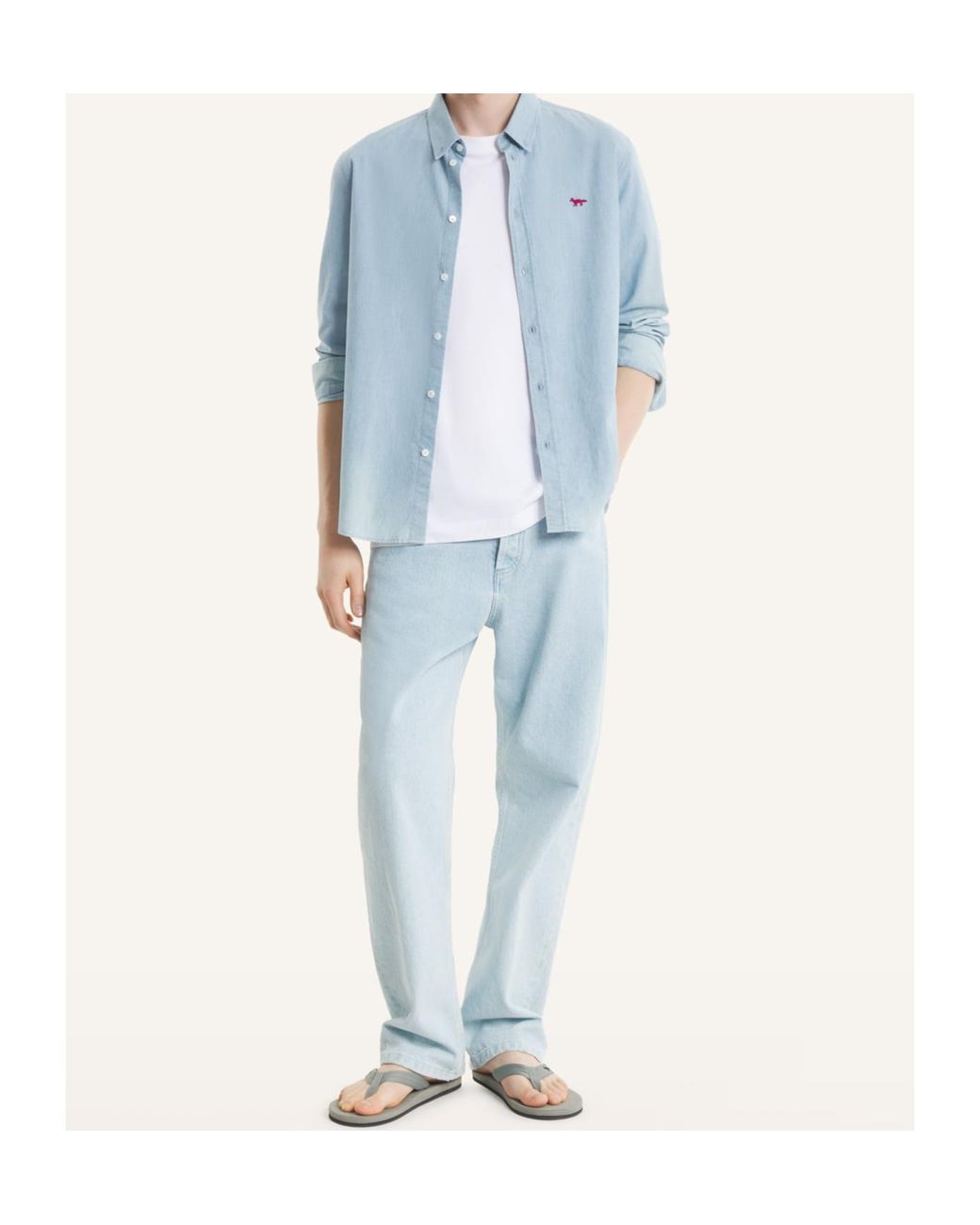 Maison Kitsuné Blue Maison Kitsuné Profile Fox Long-Sleeve Shirt for men