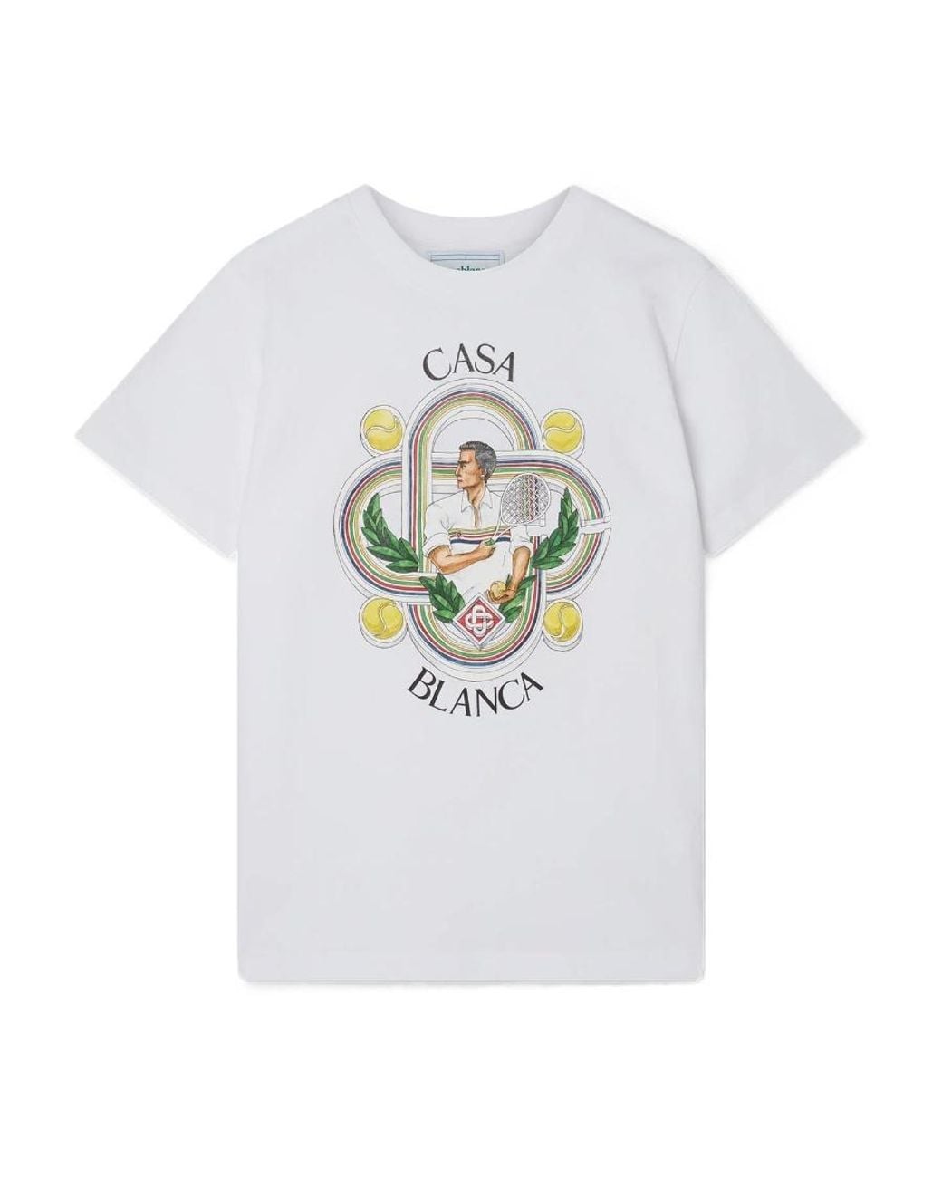 Casablanca White Illustration-Printed Crewneck T-Shirt for men