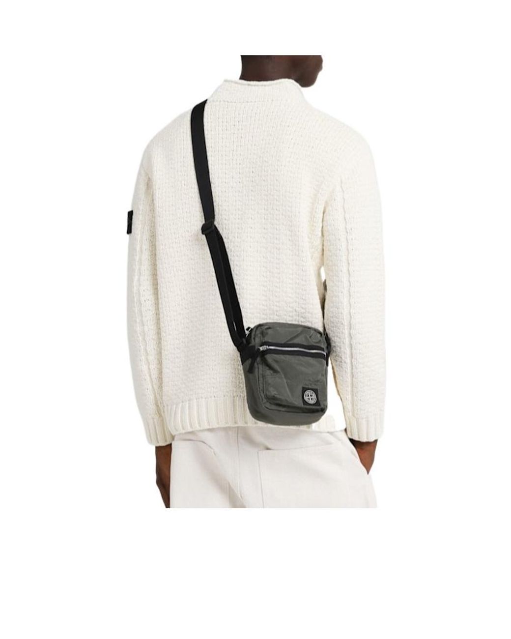 Stone Island Black Coated Nylon Pouch for men