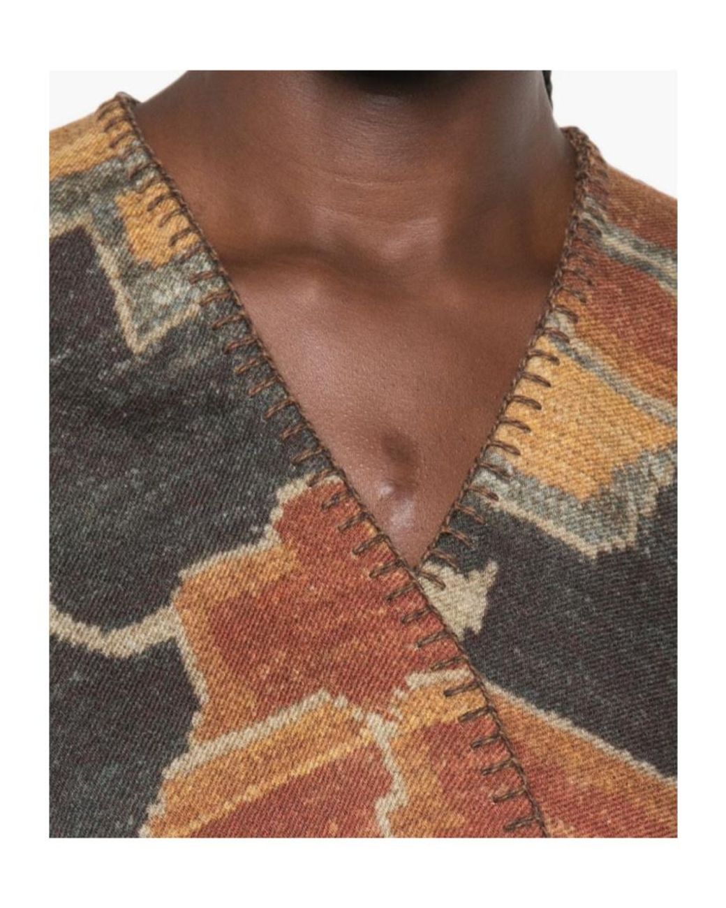 Pierre Louis Mascia Multicolor Pancake Abstract-Pattern Blanket-Stitch Cape