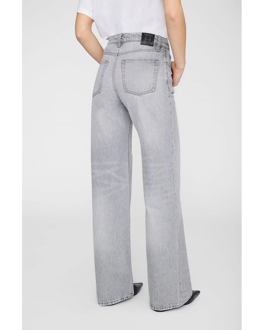 Anine Bing Gray Hugh Wide-Leg Jeans