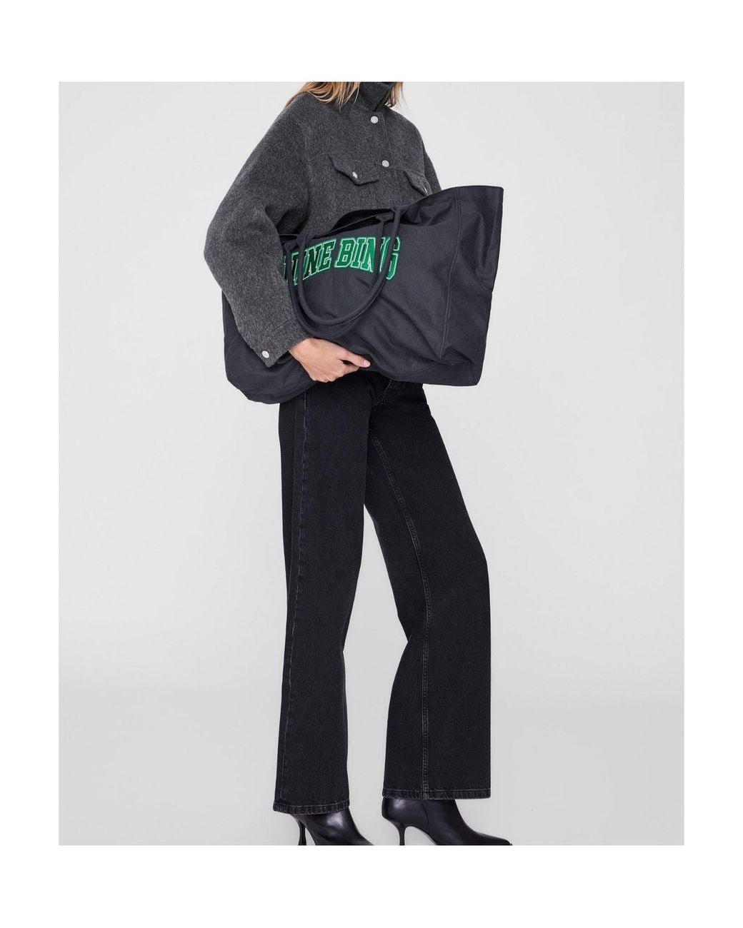 Anine Bing Black Canvas Tote Bag