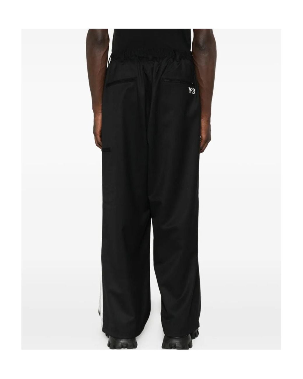 Y-3 Black Refined Wool Straight Leg Pants for men