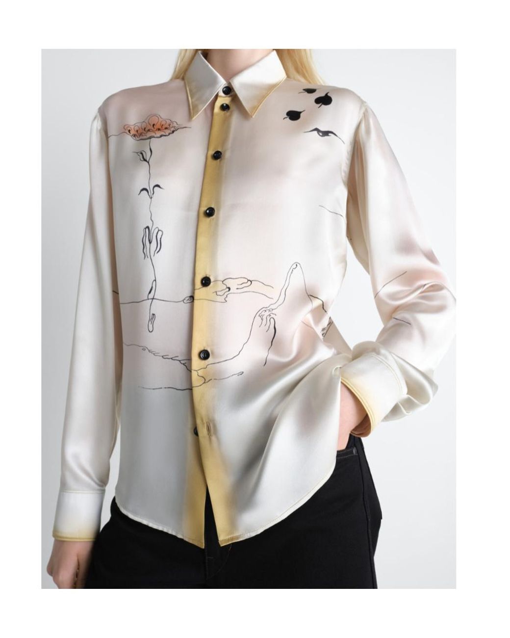 Lemaire White Printed Panel Shirt