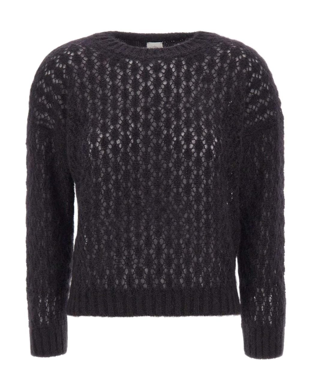 Eleventy Black Open Knit Knitted Sweater