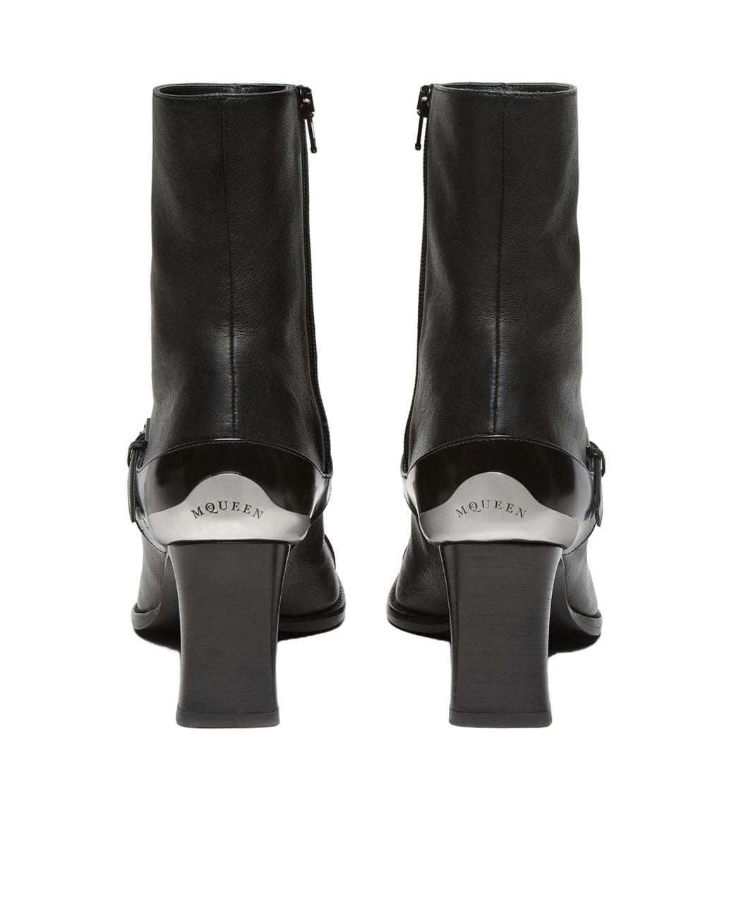 McQueen Black Niko Square-Toe Ankle Boots