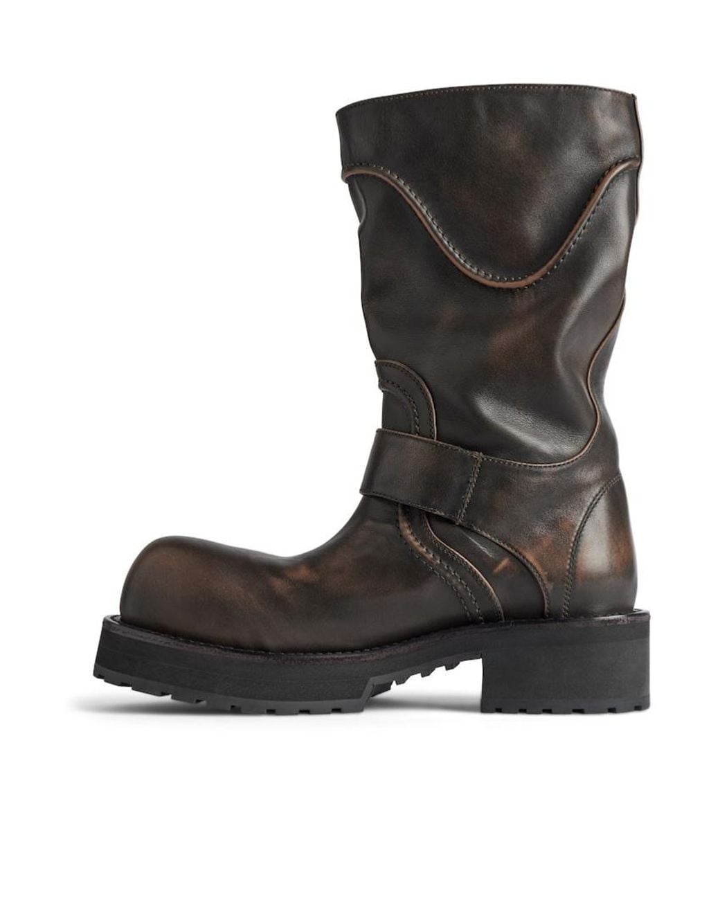 Balenciaga Black Venom Buckled-Strap Boots for men