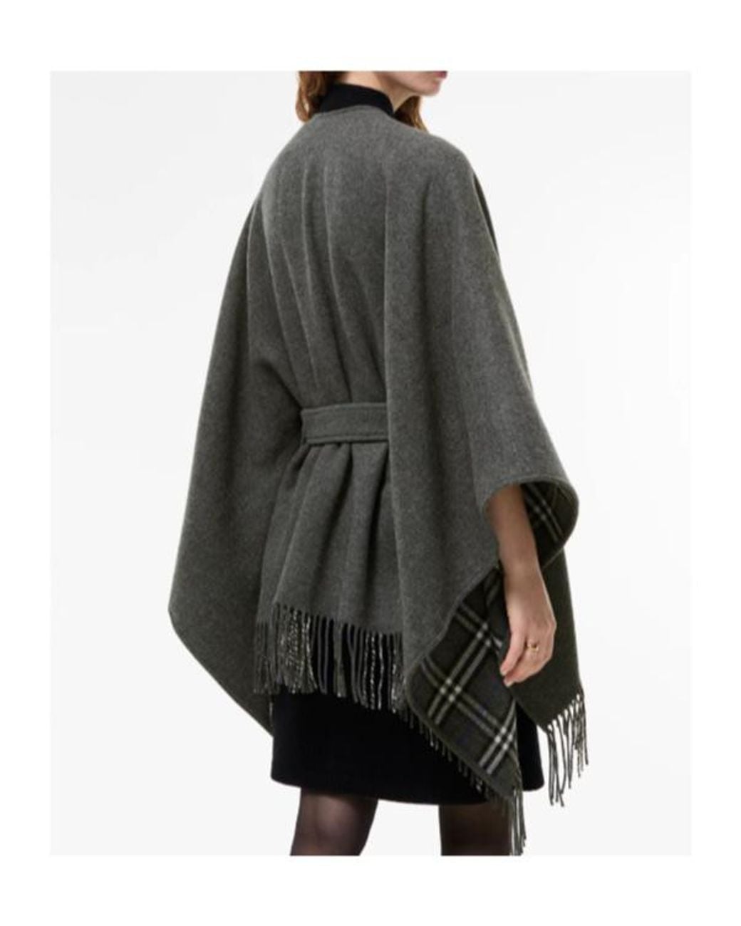 Burberry Gray Wool Tay Cape