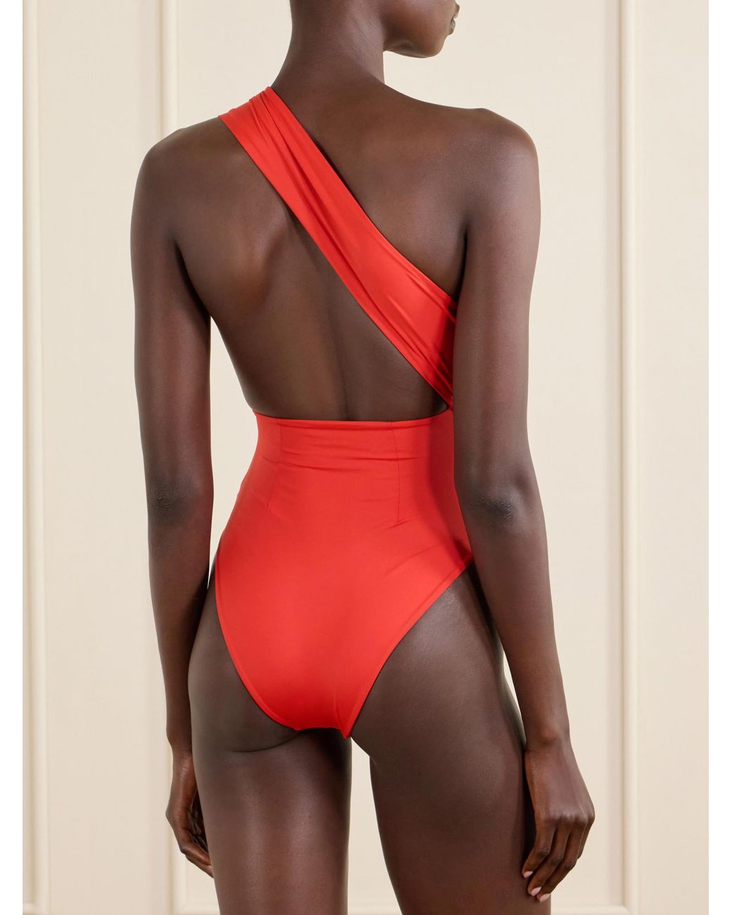 Haight Red One-Shoulder Asymmetric Swimsuit