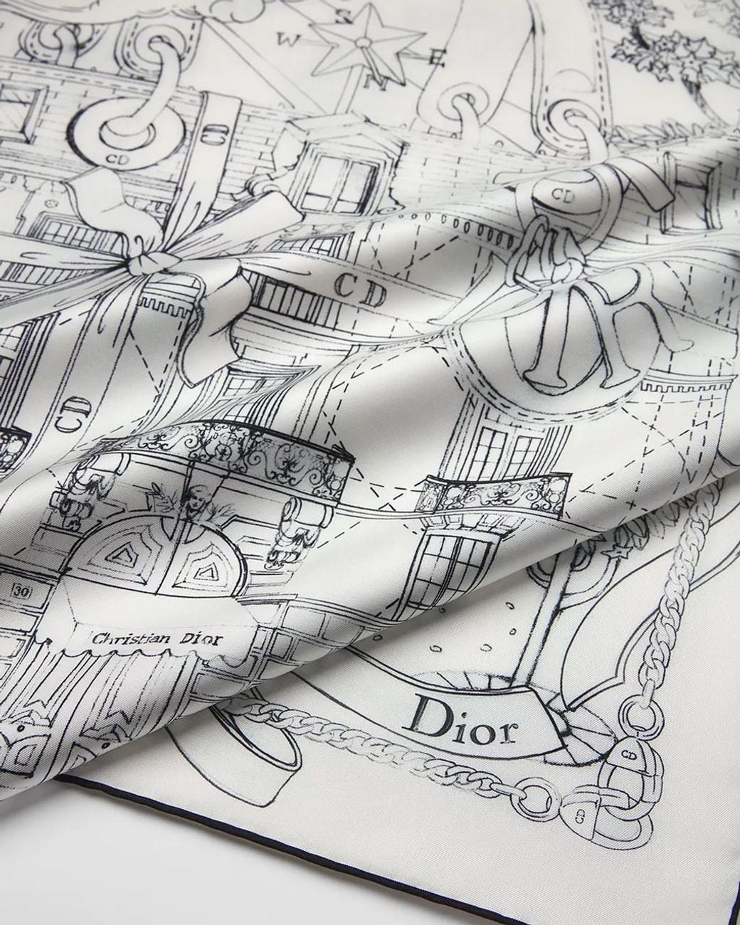 Dior Gray Noël À Montaigne 90 Square Scarf
