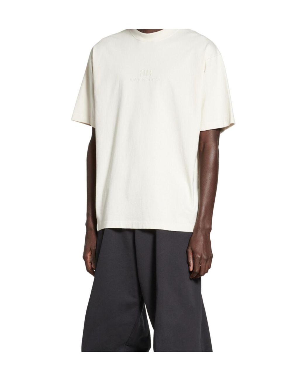Balenciaga White Bb Logo Embroidered Crewneck T-Shirt