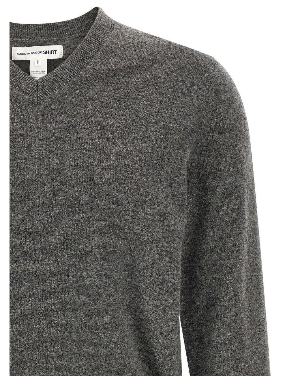 Comme des Garçons Gray Comme Des Garçons Shirt Color-Block V-Neck Knitted Sweater for men
