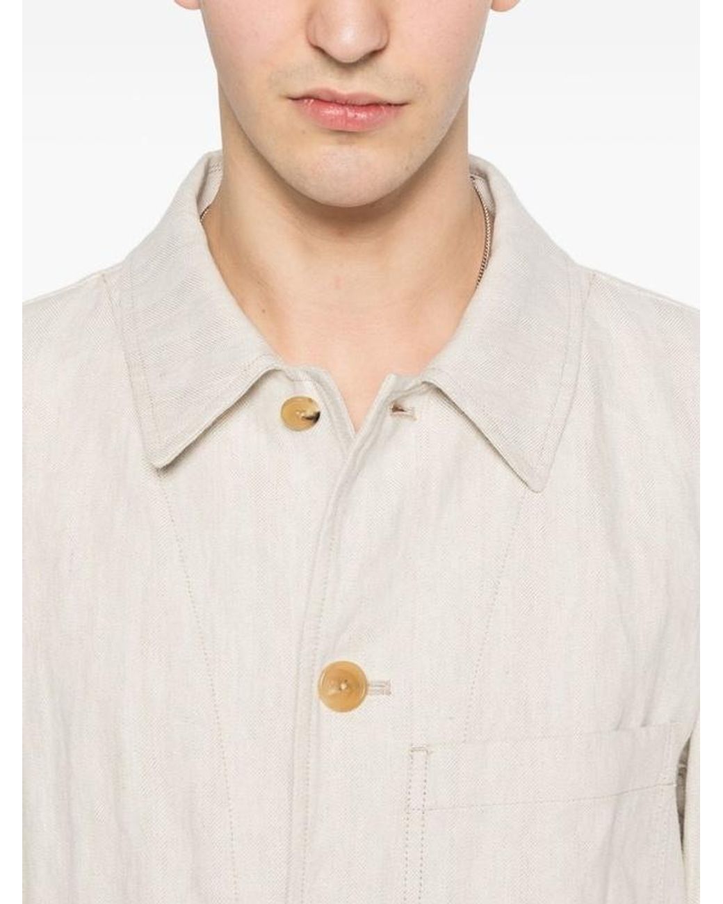 Dries Van Noten White Long-Sleeved Casual Jacket for men