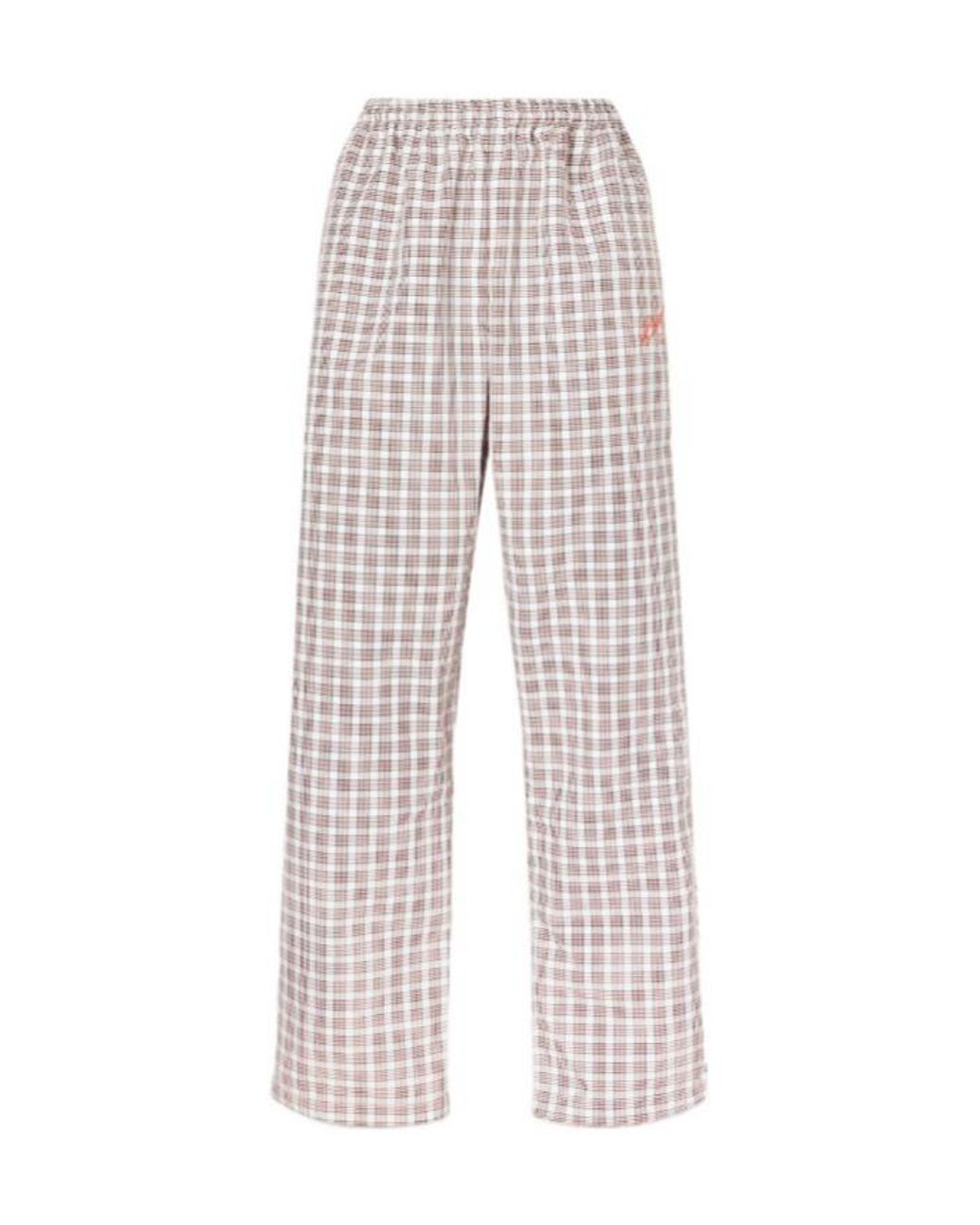 Willy Chavarria White Checked Woven Wide-Leg Pants