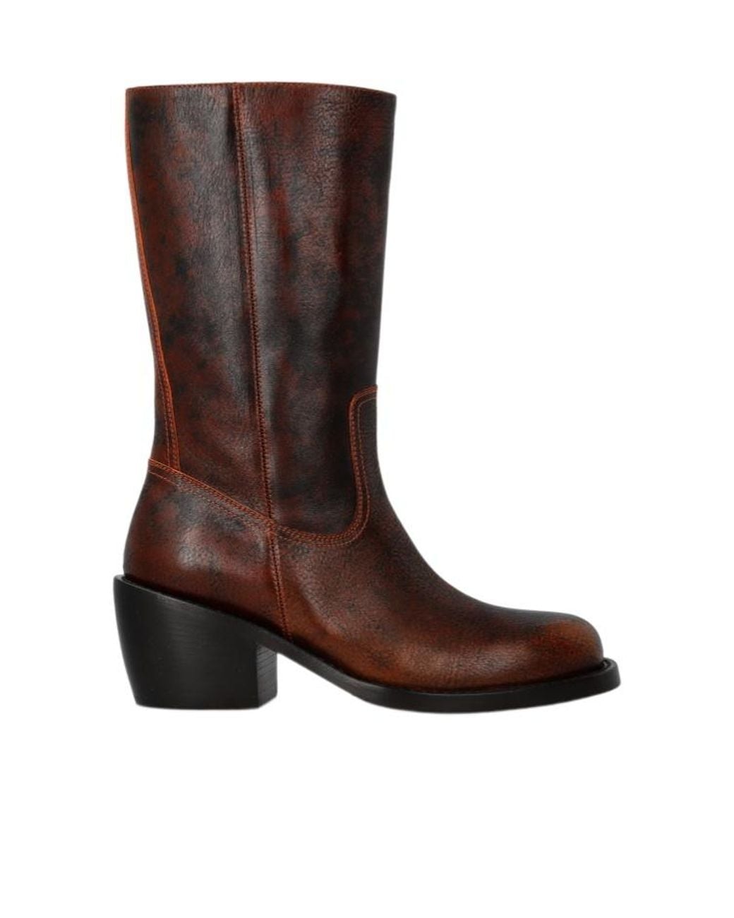 Dries Van Noten Brown Leather Heeled Ankle Boots