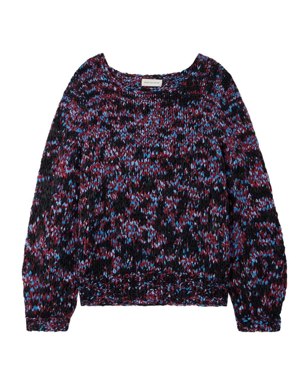 Dries Van Noten Blue Oversized Frayed Sweater
