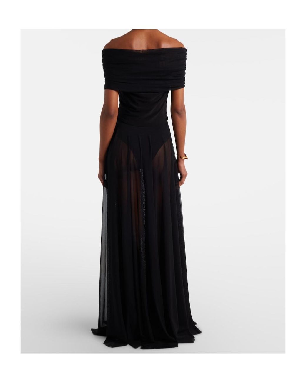 Norma Kamali Black Semi-Sheer Mesh Maxi Dress