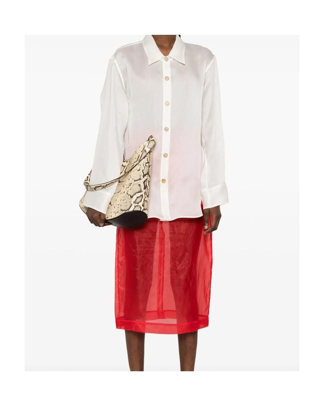 Khaite White Satin Buttoned Shirt