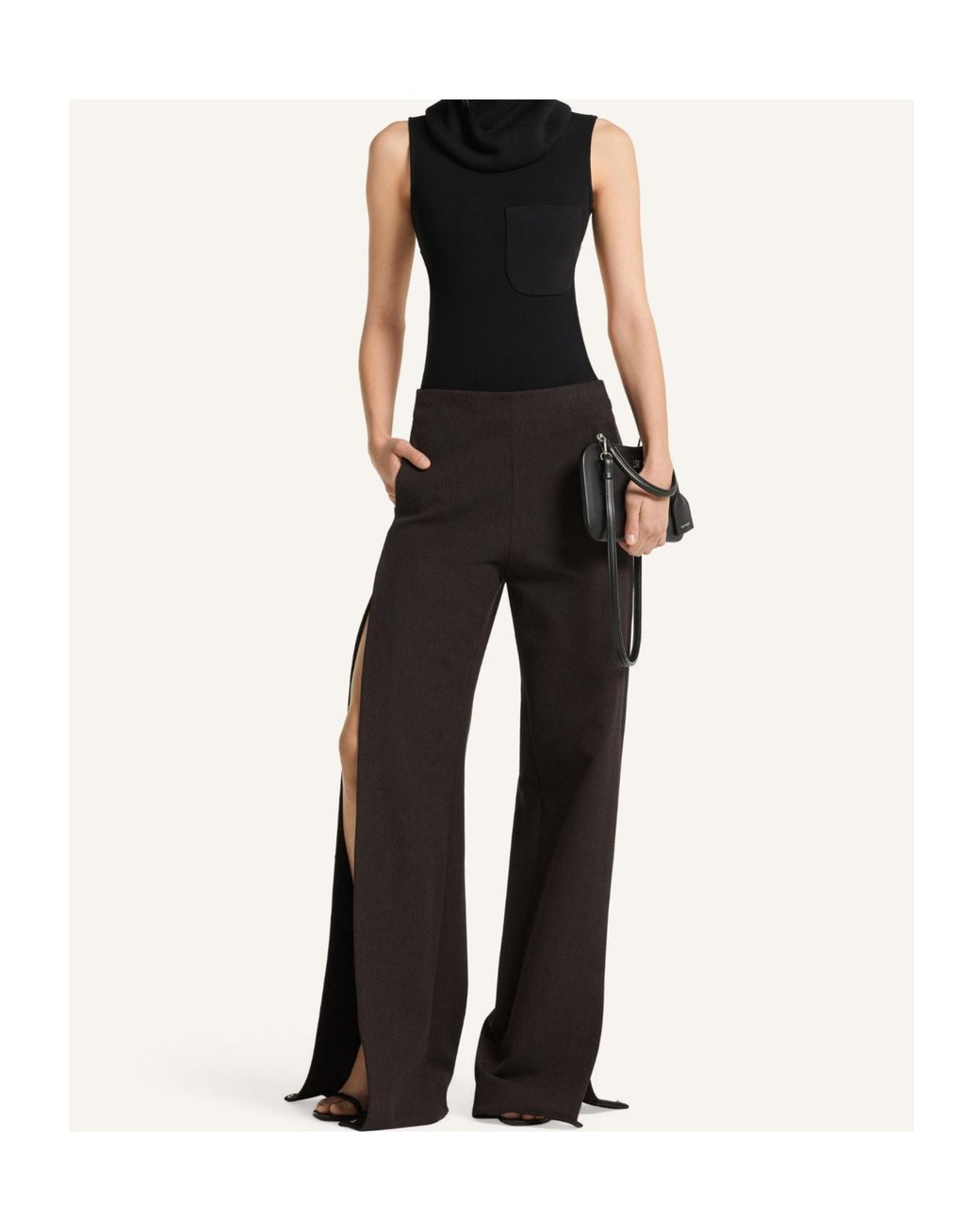 Courreges Brown Snap Heather Twill Straight Pants