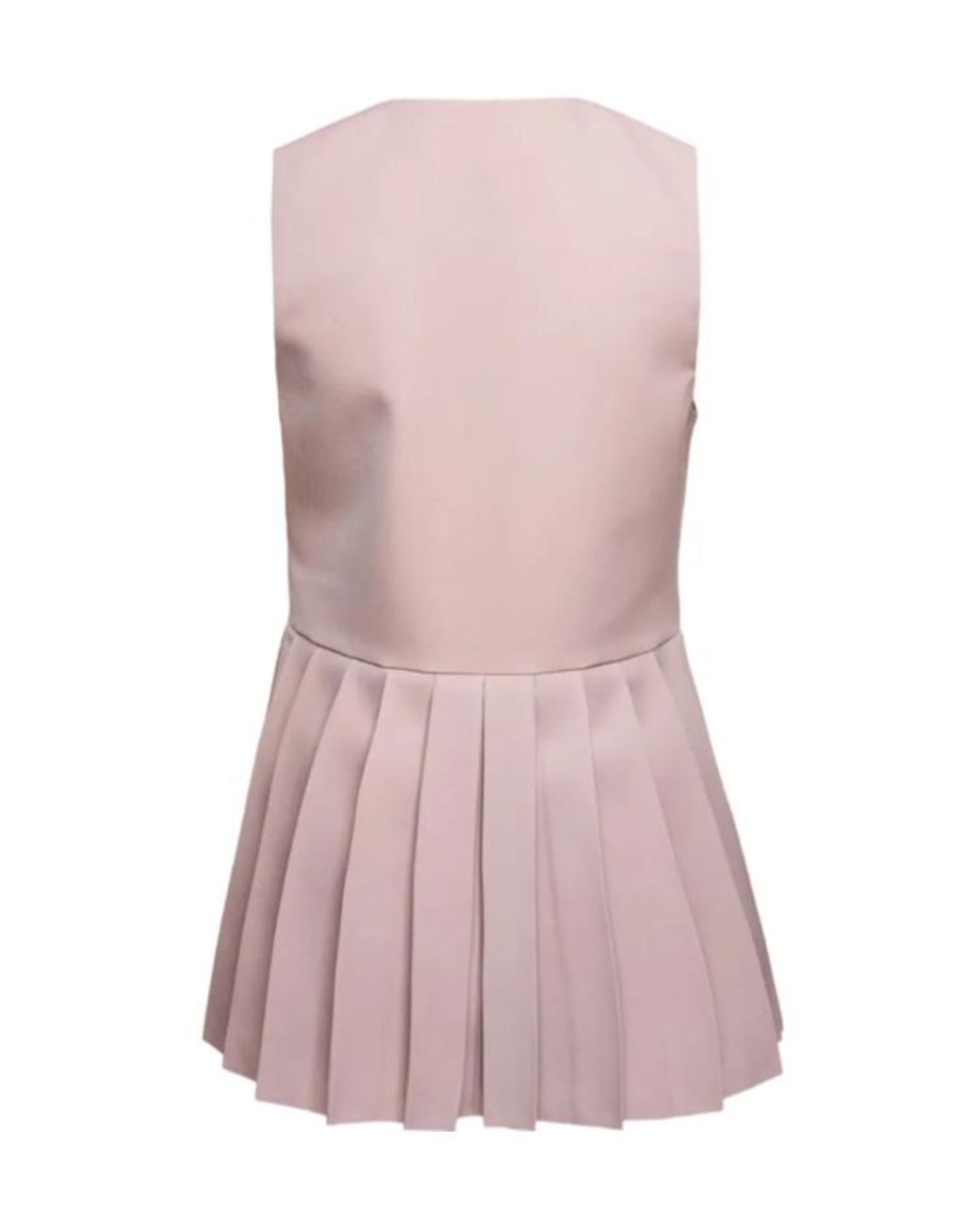 Jil Sander Pink V-Neck Pleated Wool Top