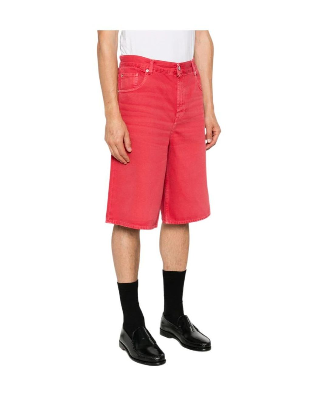 7 For All Mankind Red Belt-Loop Shorts for men
