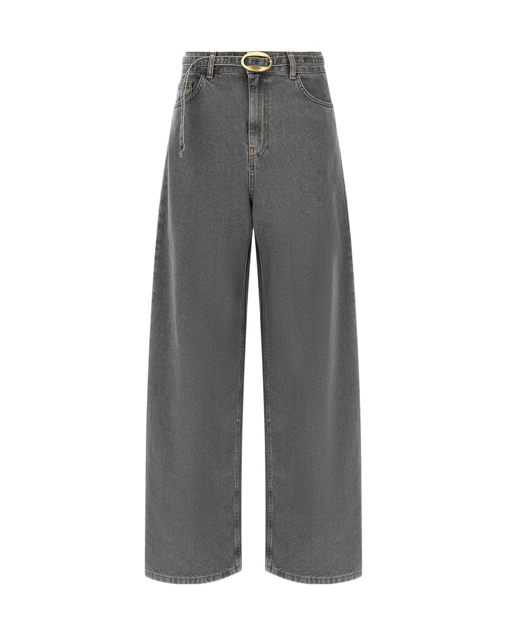 Twinset Gray Belted Wide-Leg Jeans