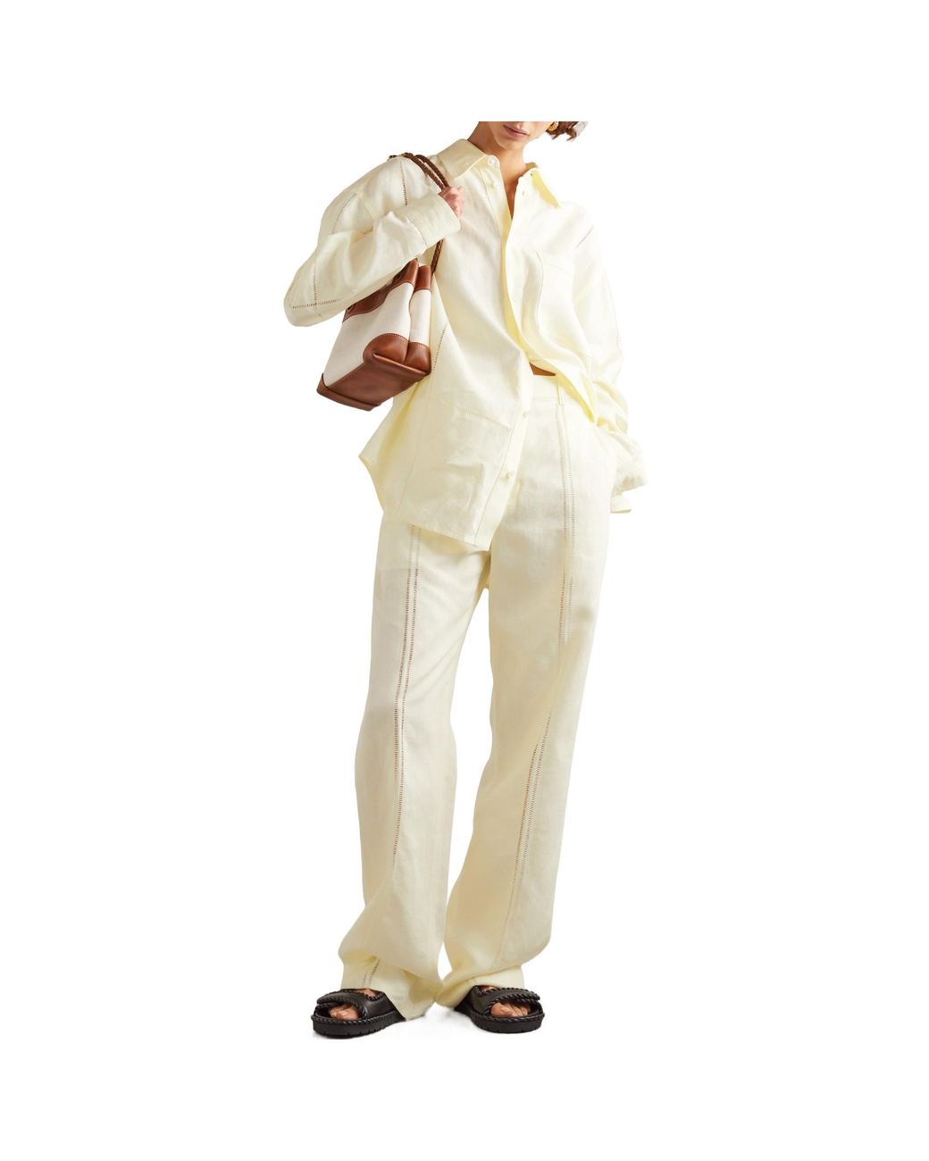 Bottega Veneta White Regular Fit Trousers