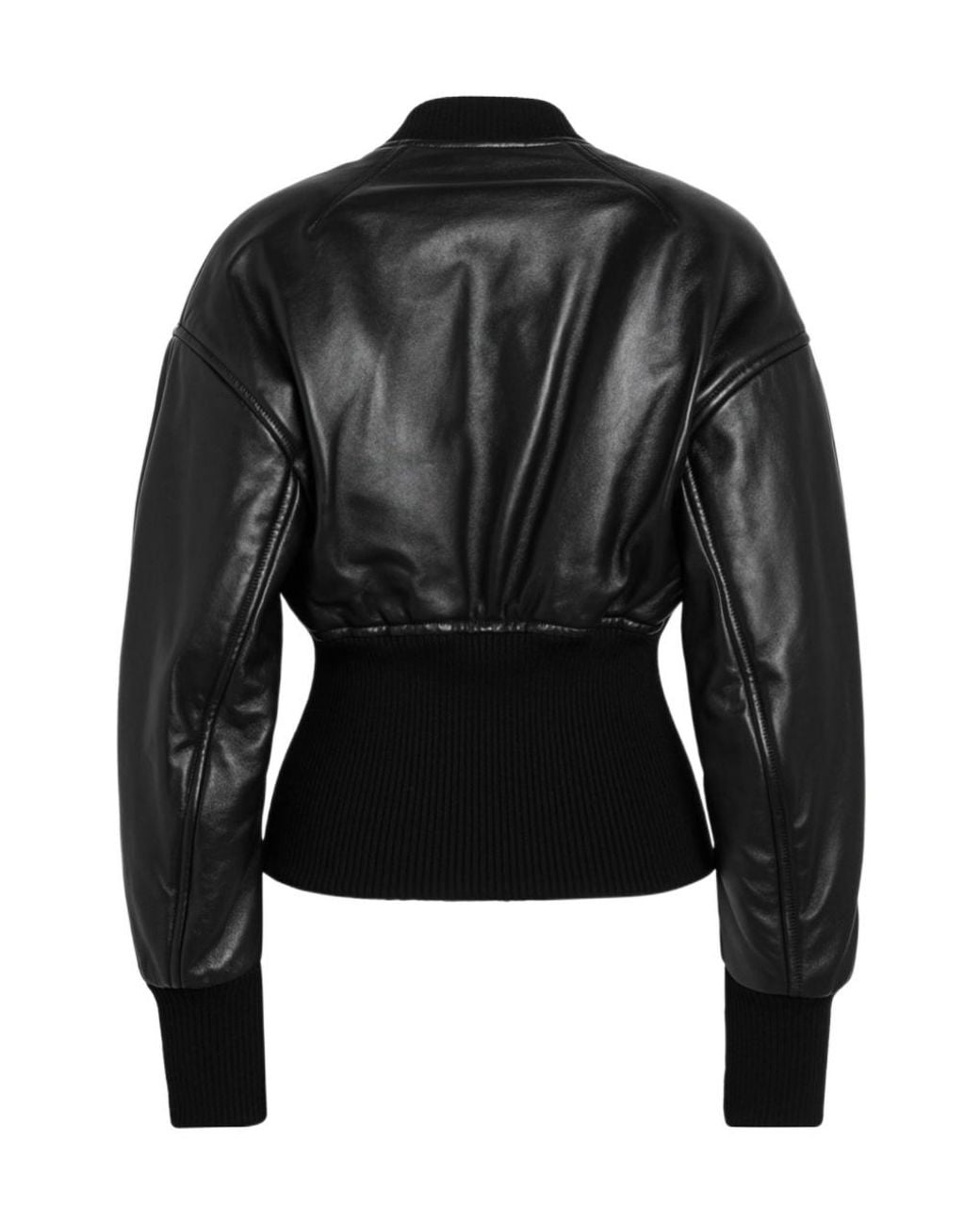 Alaïa Black Leather Bomber Jacket