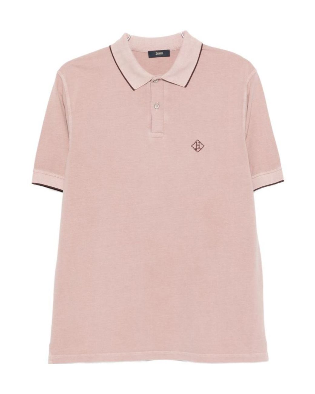 Herno Pink Logo Trim Polo Shirt for men