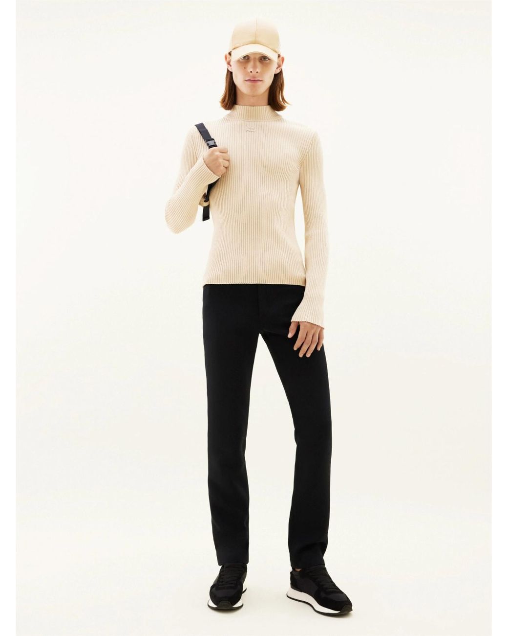 Courreges White Rib-Knit Mock-Neck Jumper for men