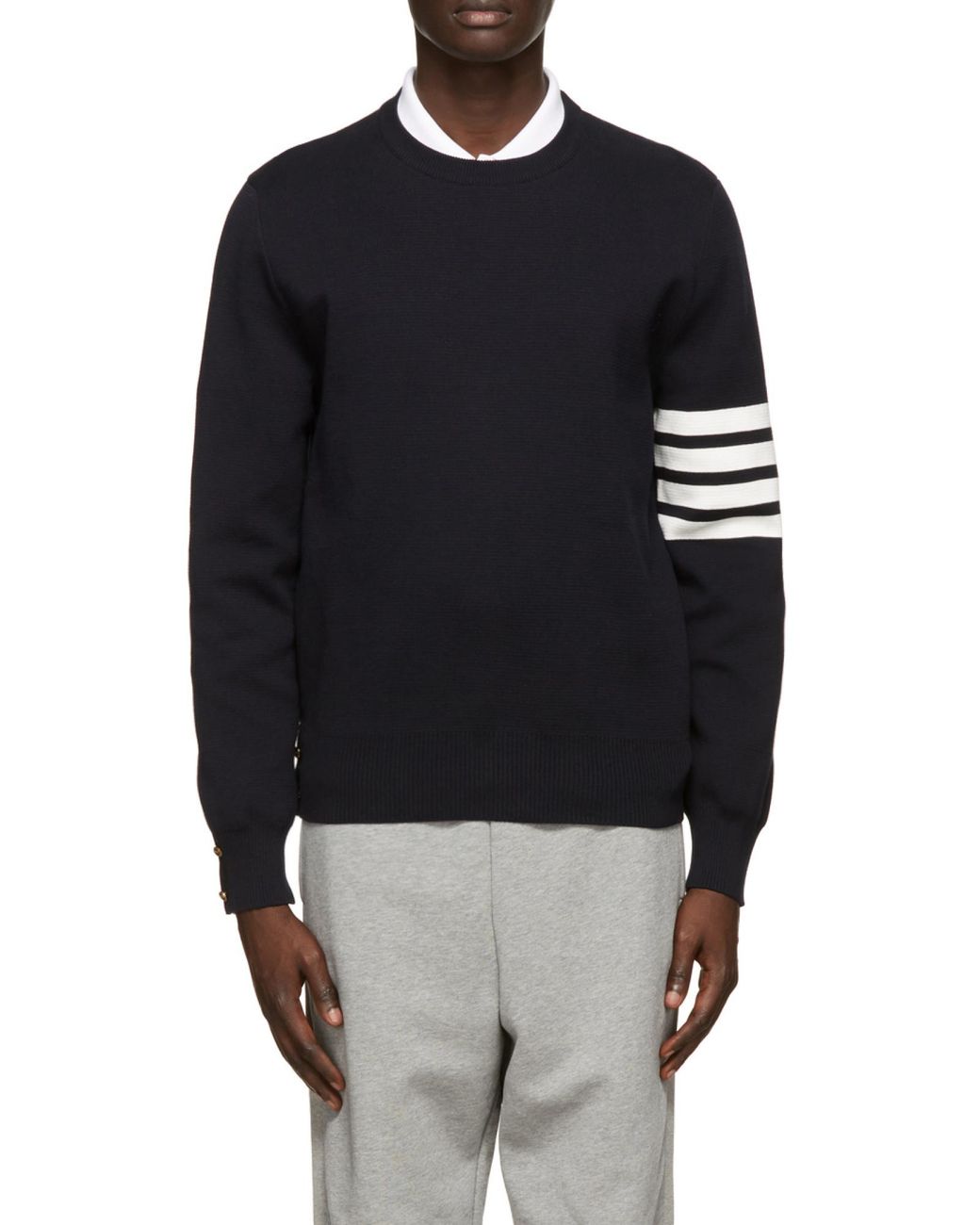 Thom Browne Blue Bar Crewneck Jumper for men