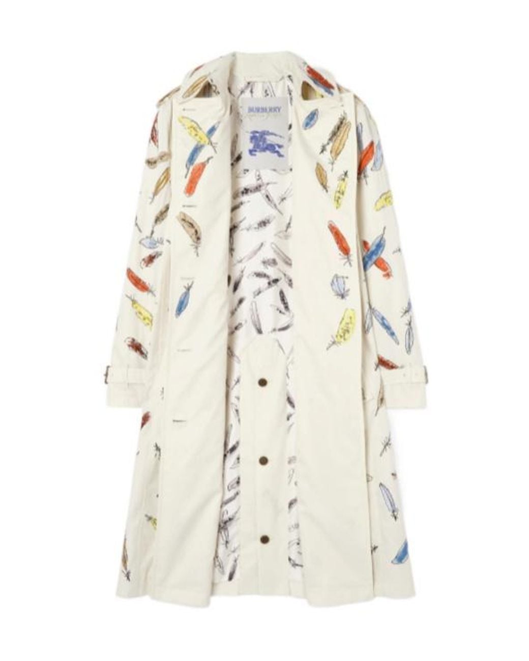 Burberry White Long Embroidered Tropical Gabardine Foxfield Trench Coat