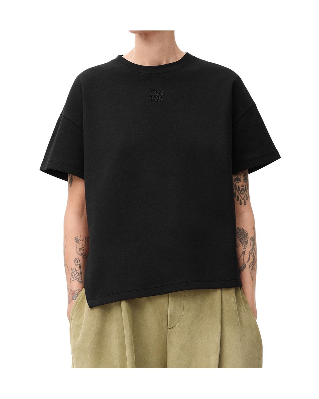 Loewe Black Asymmetric Jersey T-Shirt