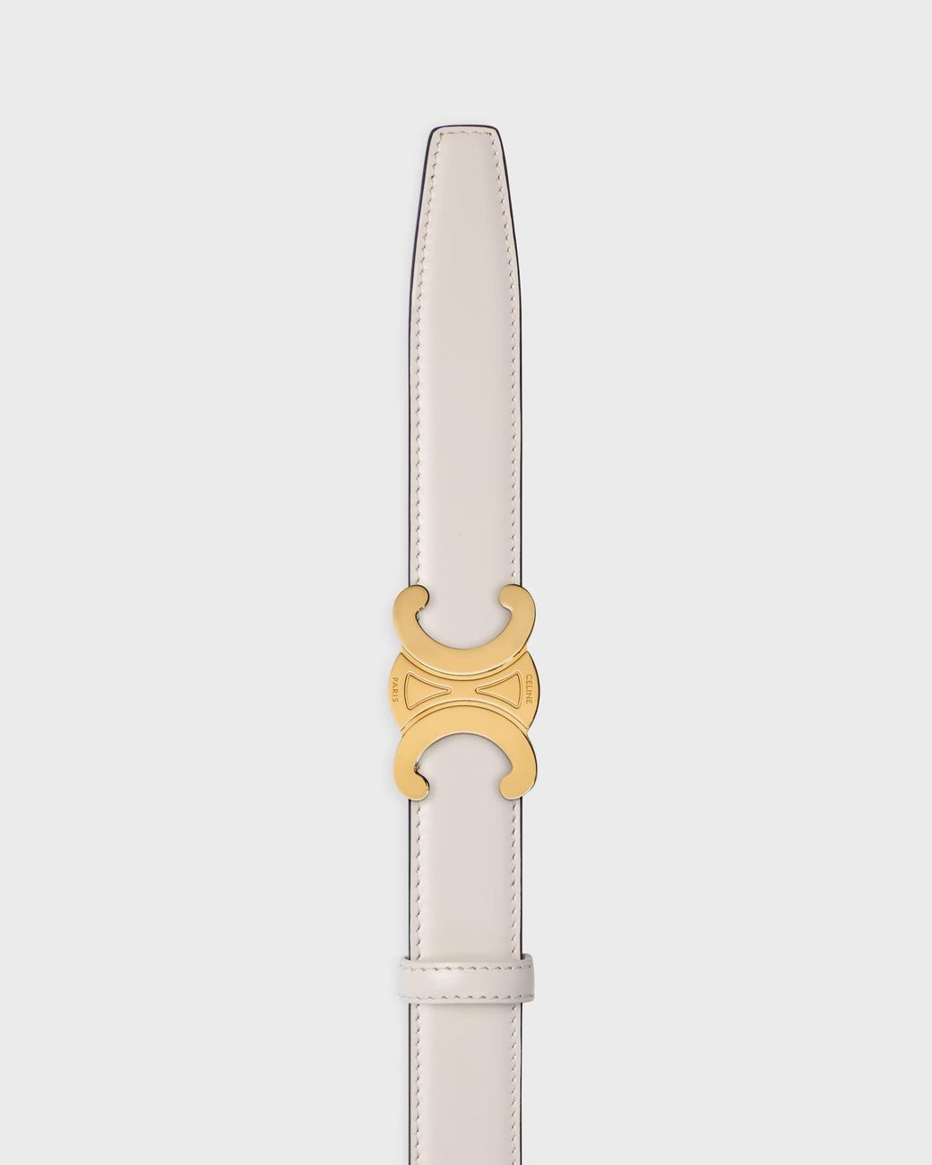 Céline White Triomphe Buckle Reversible Strap 25Mm
