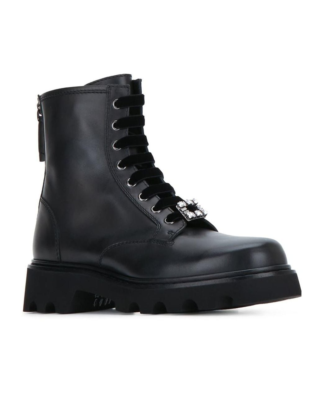 Roger Vivier Black Rear Zipped Chunky Boots