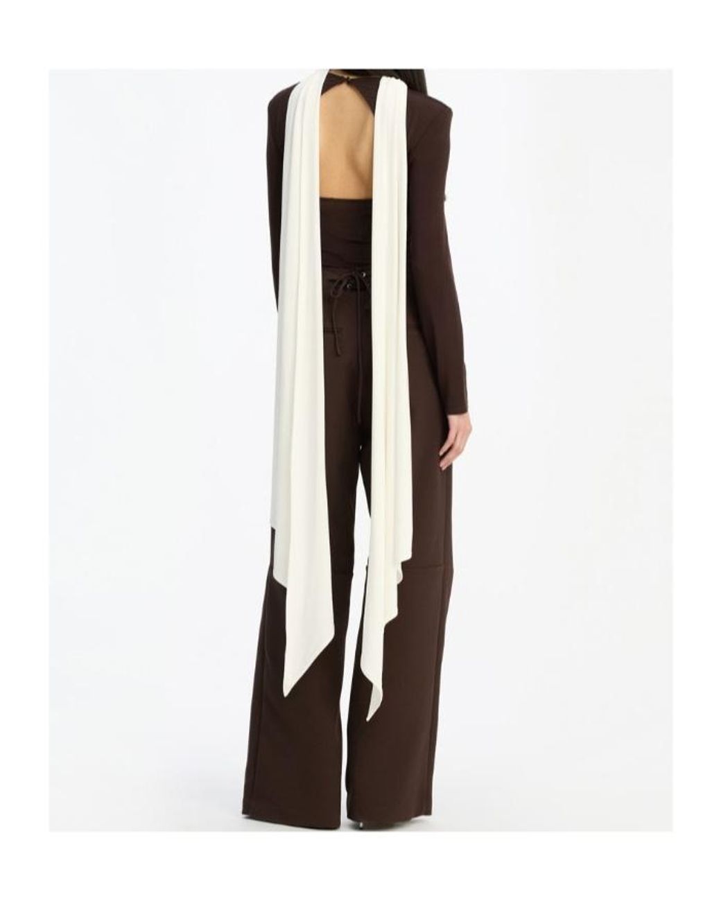 ROTATE BIRGER CHRISTENSEN Brown Corset Detailed Straight-Leg Pants