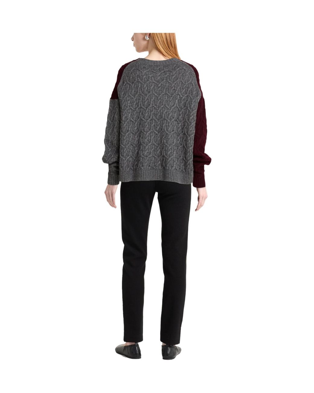 Ganni Red Two-Tone Thick Knit Long-Sleeve Top